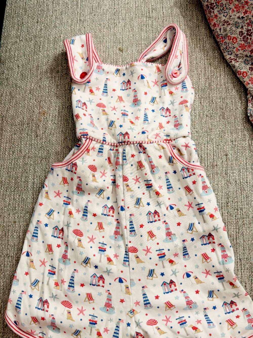 Kids Cream Beach-Print Matching Set